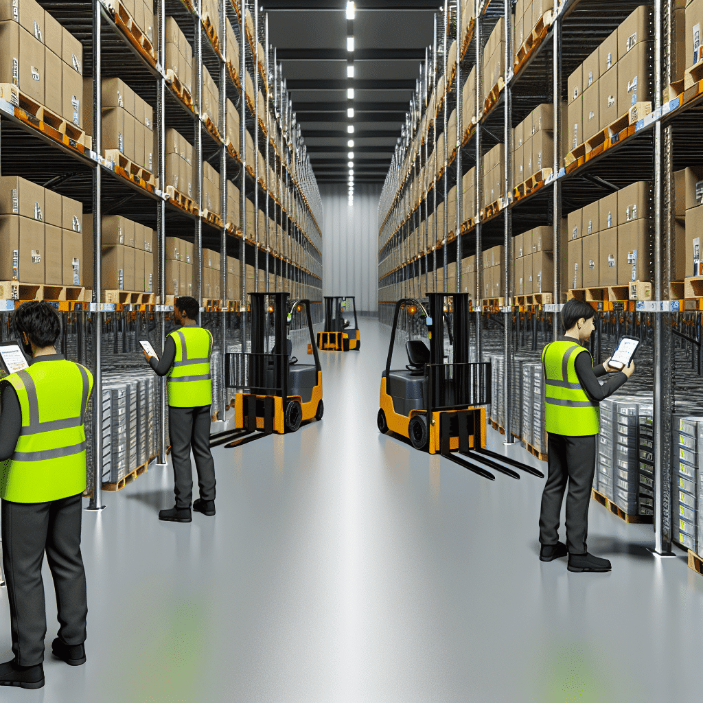 Optimisation des approvisionnements en entreprise : illustration représentant une gestion efficace des flux logistiques avec des données analysées sur un écran, des stocks organisés et une coordination entre fournisseurs et entrepôts. Technologie, stratégie d’achats et digitalisation pour maximiser la rentabilité et éviter les ruptures de stock.