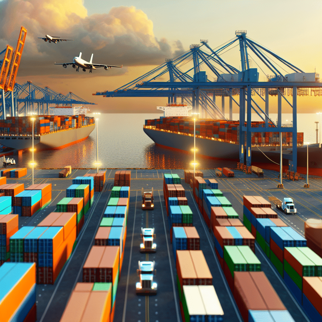 Illustration représentant un conteneur maritime sur le pont d’un navire en pleine mer, symbolisant le transport international de marchandises ; scène optimisée pour illustrer un article sur la logistique internationale et la gestion stratégique de supply chains mondialisées, axée sur la traçabilité, la performance multimodale et la durabilité environnementale.