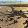 Vue aérienne d’un avion cargo en cours de chargement sur le tarmac de l’aéroport Paris-Charles de Gaulle, avec des conteneurs de fret et palettes de marchandises prêtes à être expédiées — illustration du rôle stratégique du fret aérien dans les chaînes d’approvisionnement modernes entre rapidité, fiabilité logistique et croissance du e-commerce.