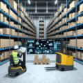 Illustration représentant une gestion optimisée du stock cyclique en entrepôt logistique moderne, avec des rayonnages organisés, flux de marchandises réguliers, et intégration d’outils numériques pour le suivi en temps réel — concept clé pour éviter les ruptures de stock, maîtriser les coûts et améliorer la performance logistique.