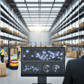 Visuel illustrant l'impact du Big Data sur la supply chain : représentation graphique d'un réseau logistique optimisé par l'analyse des données en temps réel, avec des flux de transport, des entrepôts connectés et des algorithmes prédictifs améliorant la gestion des stocks.