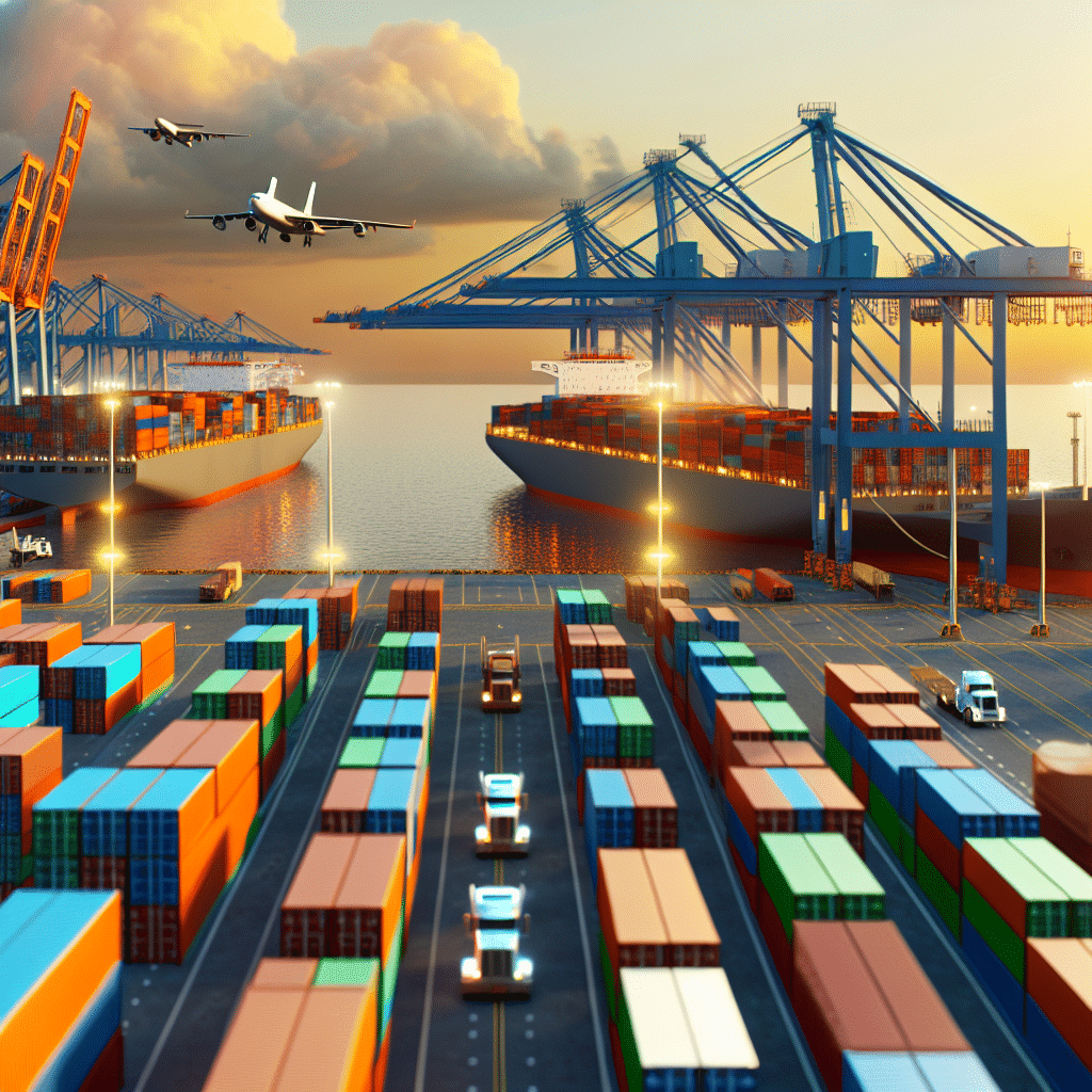Illustration représentant un conteneur maritime sur le pont d’un navire en pleine mer, symbolisant le transport international de marchandises ; scène optimisée pour illustrer un article sur la logistique internationale et la gestion stratégique de supply chains mondialisées, axée sur la traçabilité, la performance multimodale et la durabilité environnementale.